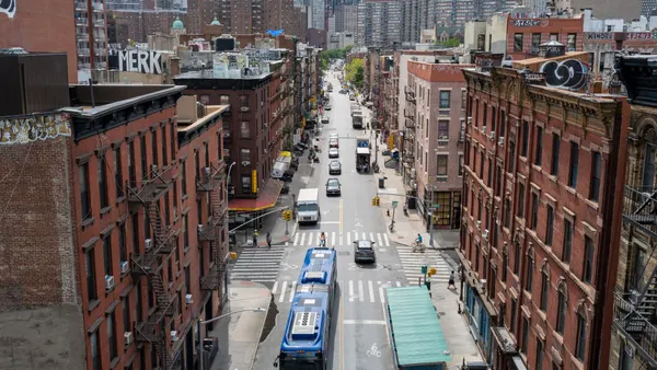 Aeriel view of apartment buildings in New York City.