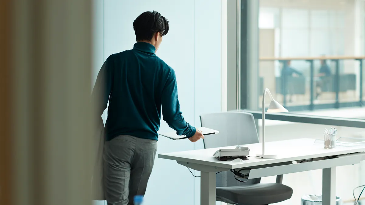 Businessman working in modern open office