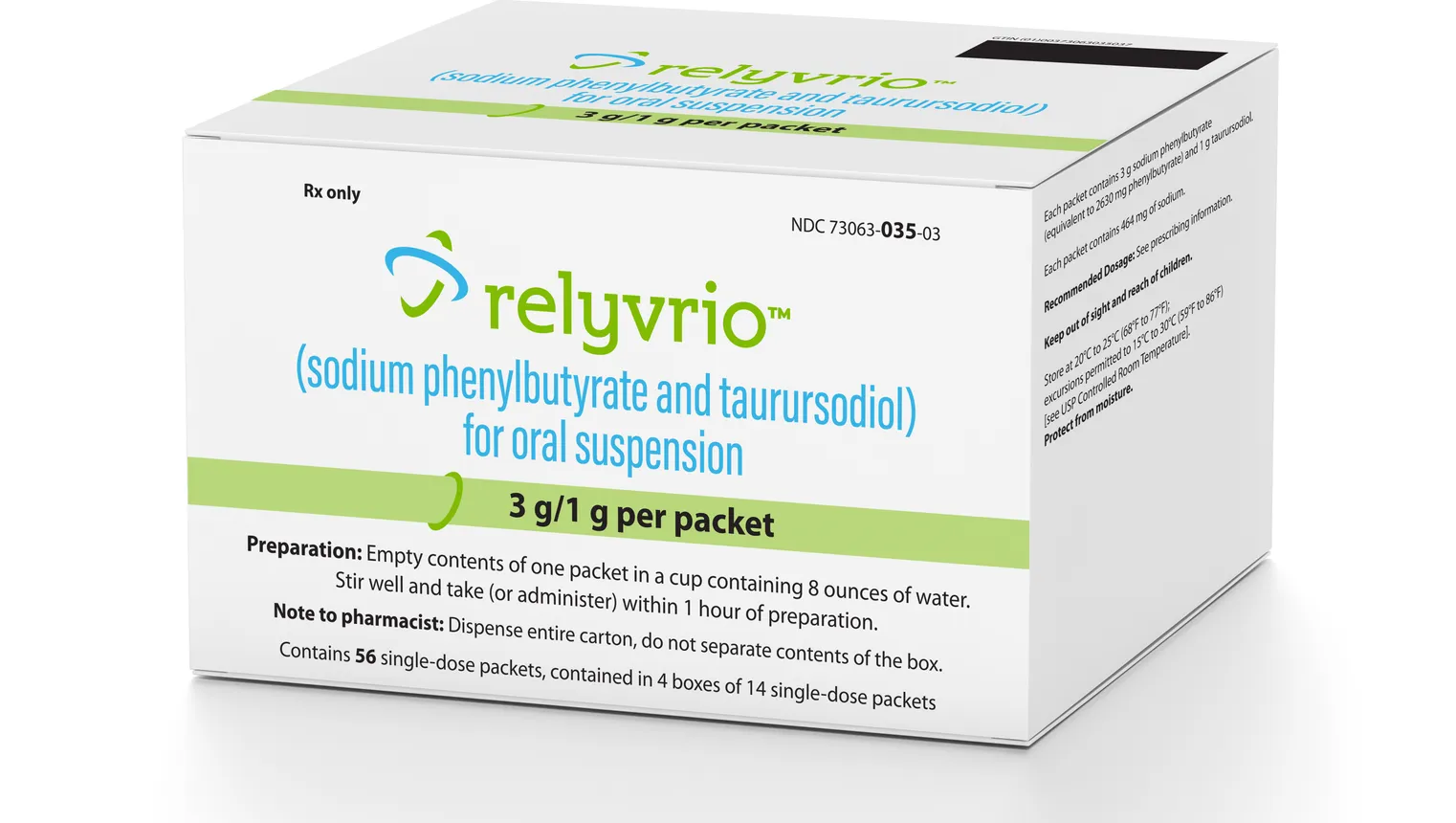 A photograph of a box of Amylyx Pharmaceuticals&#x27; ALS medicine Relyvrio