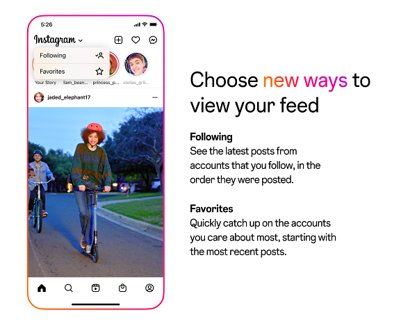 Instagram feed control options