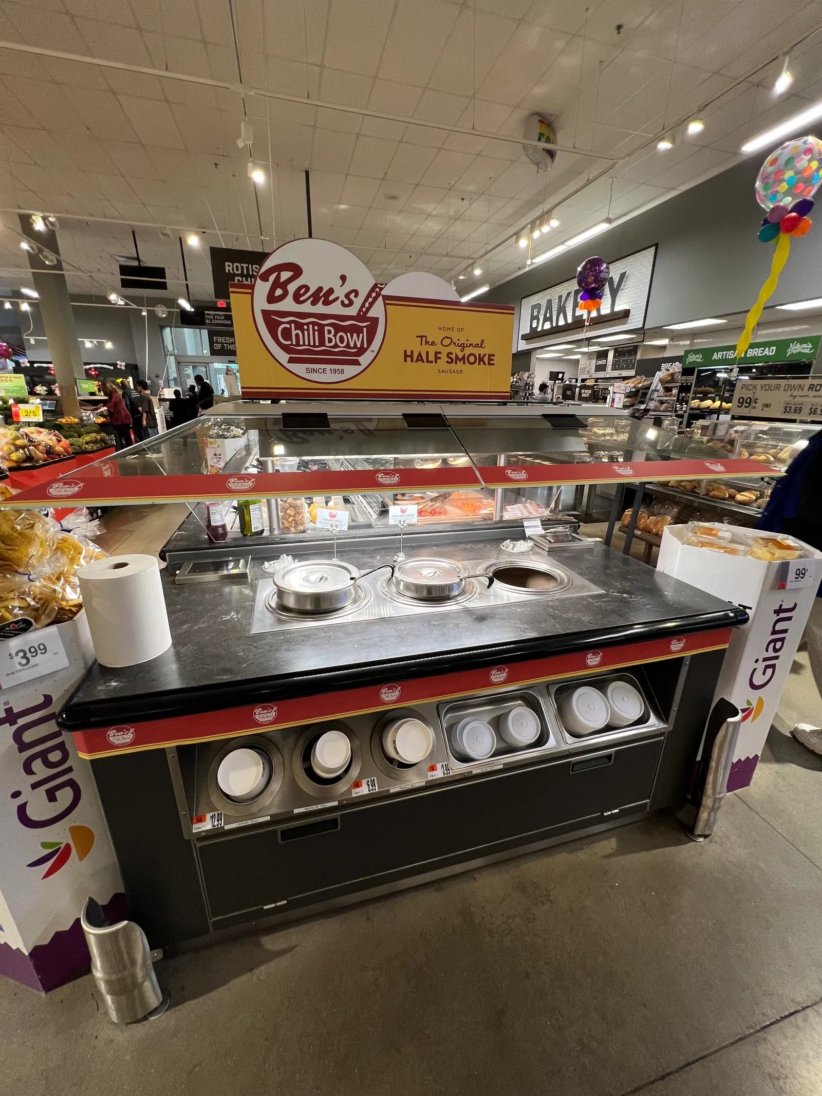 Chili station at a grocery store.