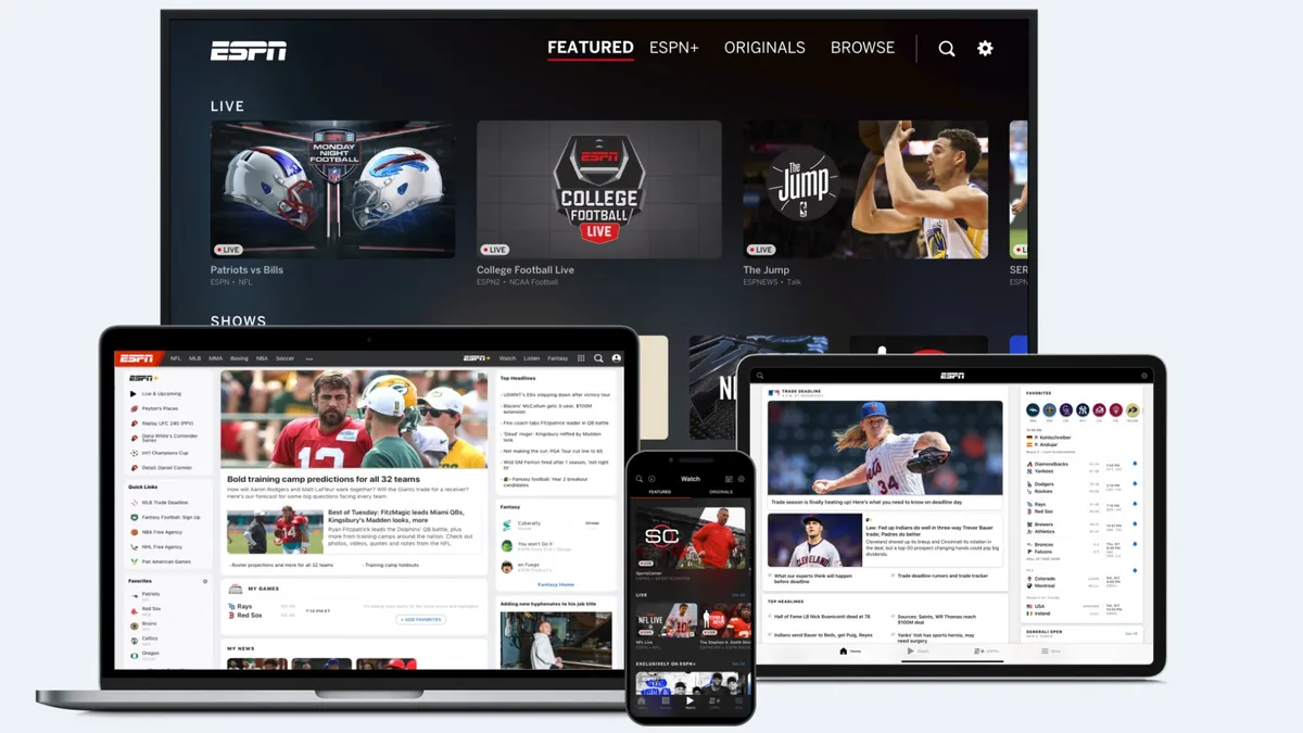 ESPN webpages collaged together