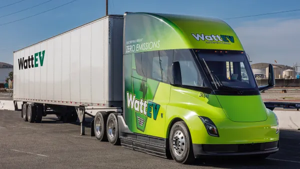 A WattEV Tesla semi truck.
