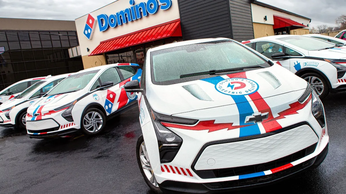 An image of a Domino's branded Chevy Bolt