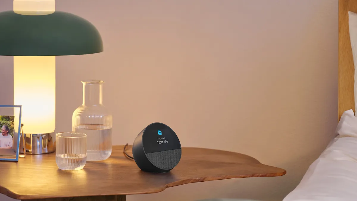 An Amazon Echo Spot device.