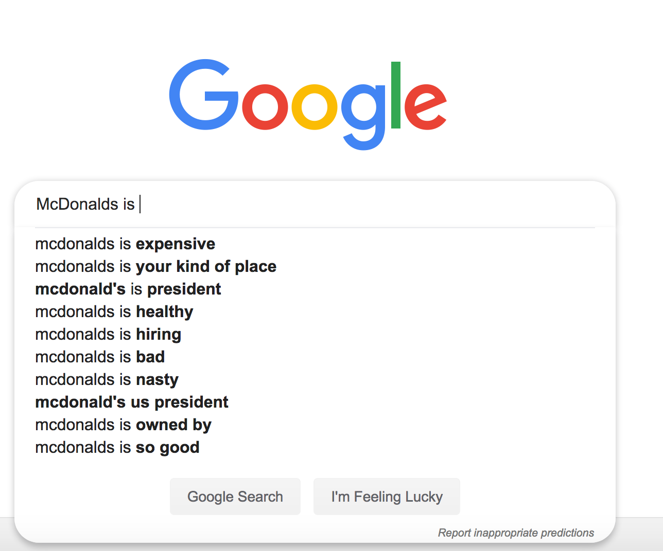 Google Suggest reputation