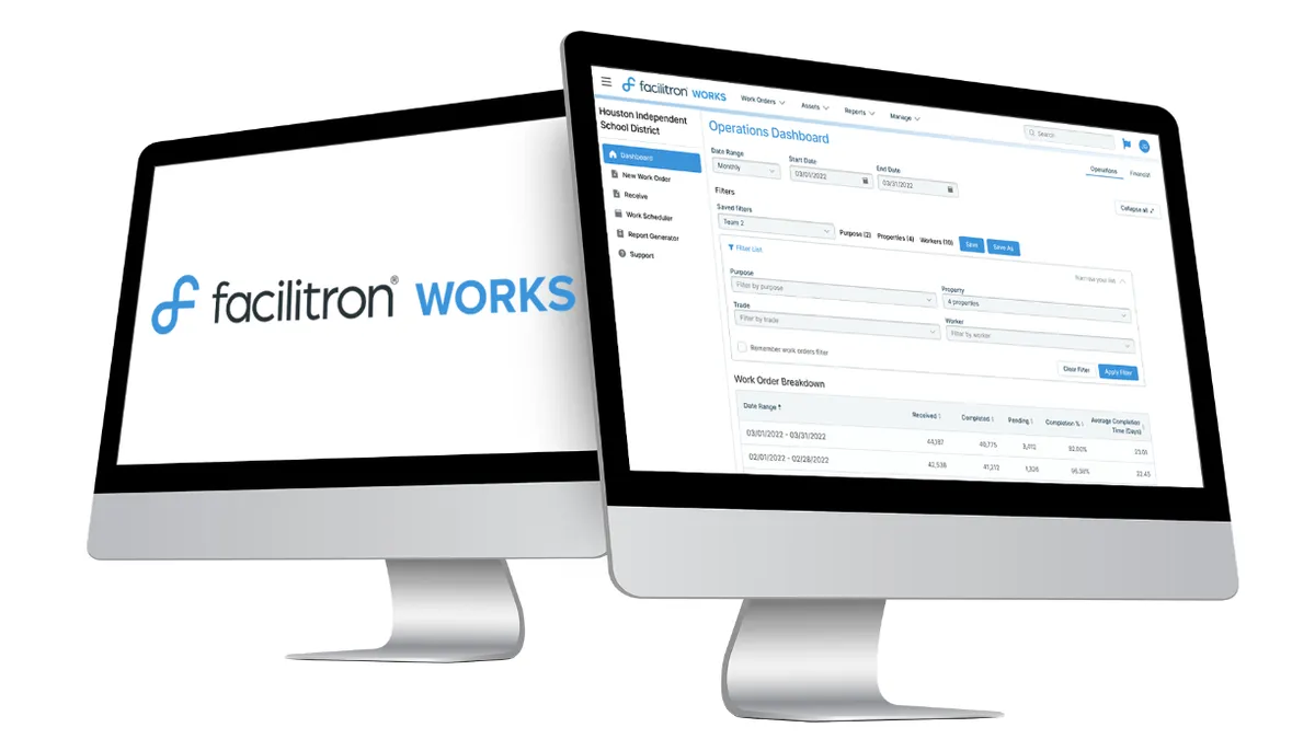 A rendering of Facilitron Works, which allows staff to review and eliminate possible duplicate orders