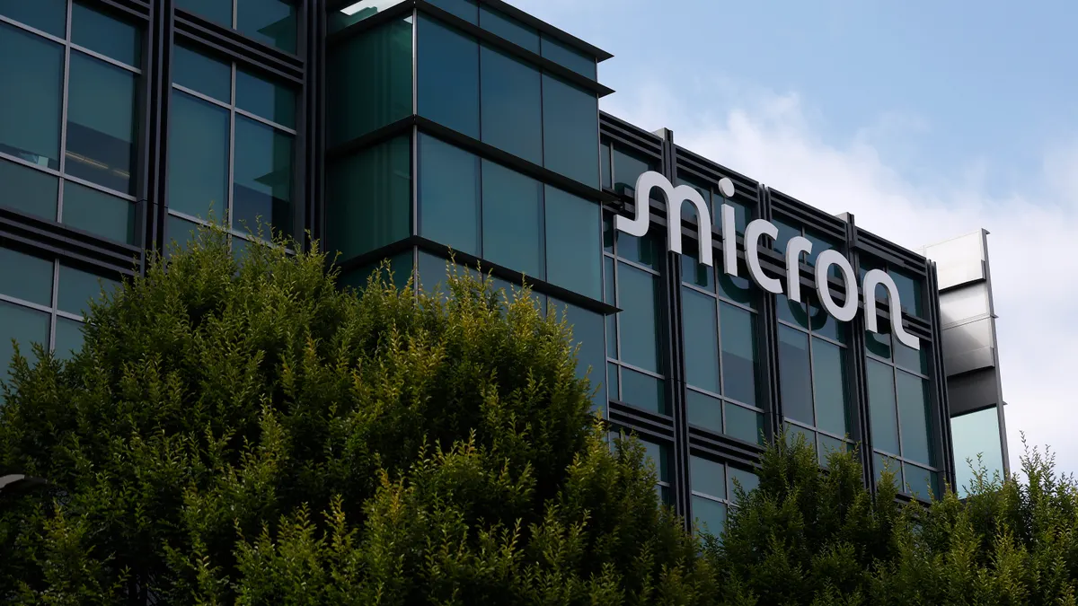 logo for Micron Technology is posted at their headquarters