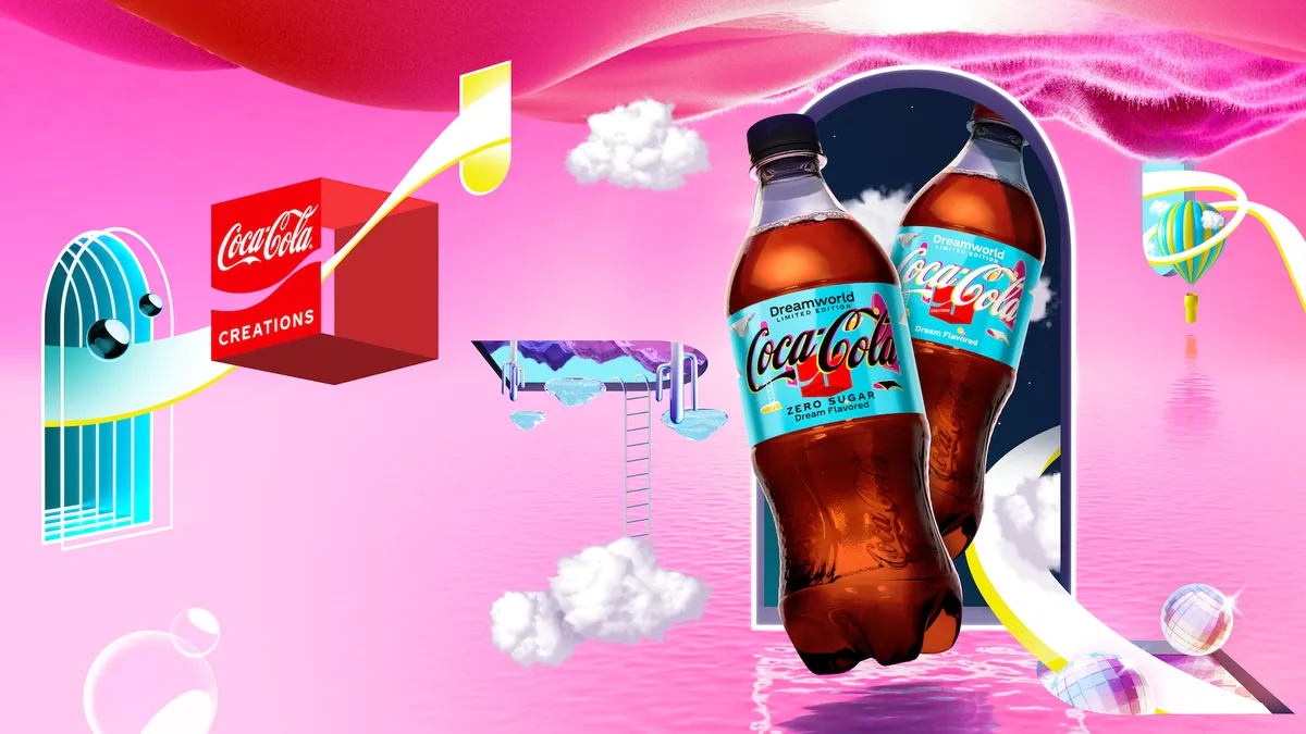 Surreal, dream-like promo art for Coca-Cola Creations Dreamworld