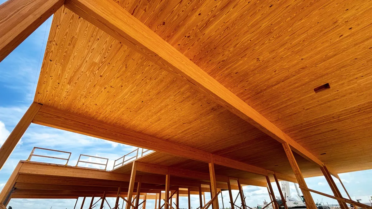 A Meta administrative building being constructed using mass timber at its Aiken, South Carolina data center campus
