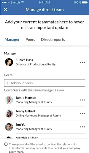 LinkedIn teammates example
