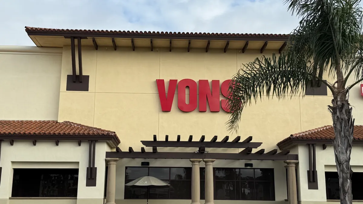 Exterior of a Vons grocery store.