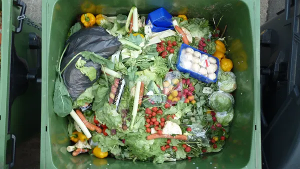 A bin full of organic food scraps