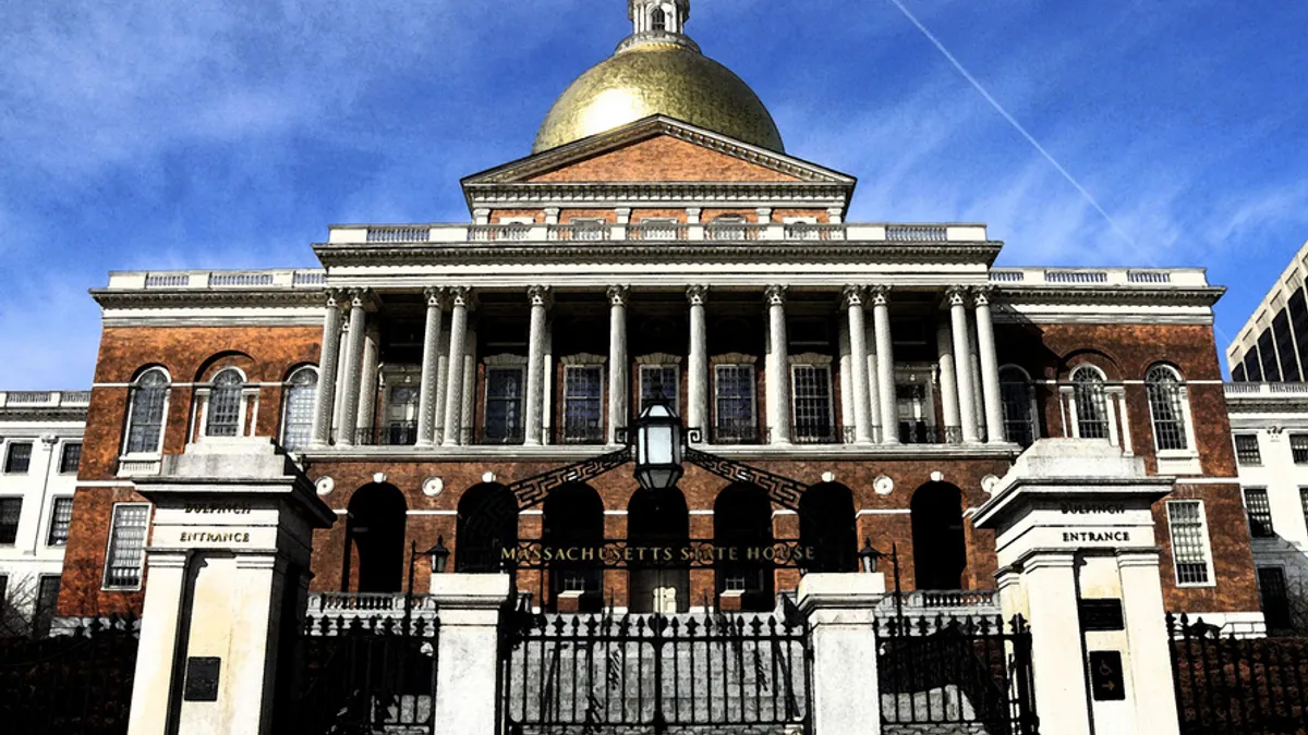 A picture of the Massachusetts state house.