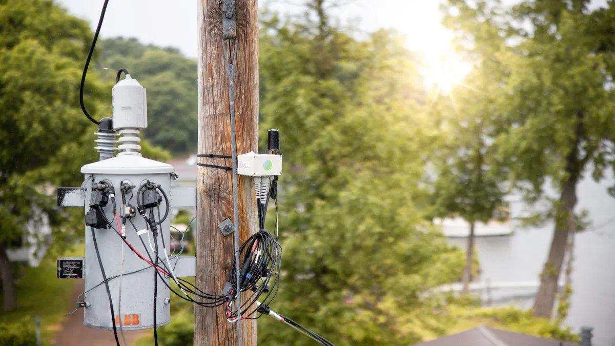 Power line with trees in the background