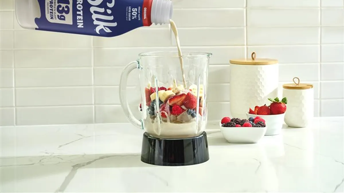 A bottle of Danone's Silk Protein.