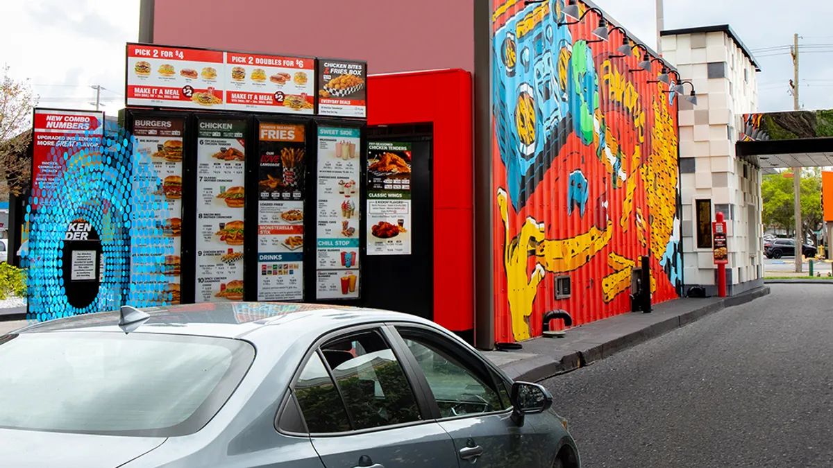 Car at restaurant drive-thru