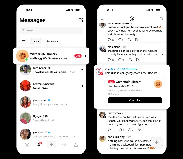 Threads live chats