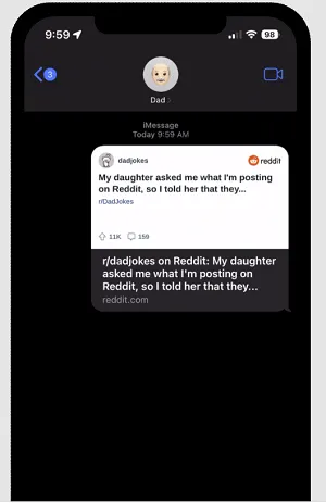 Reddit post sharing options