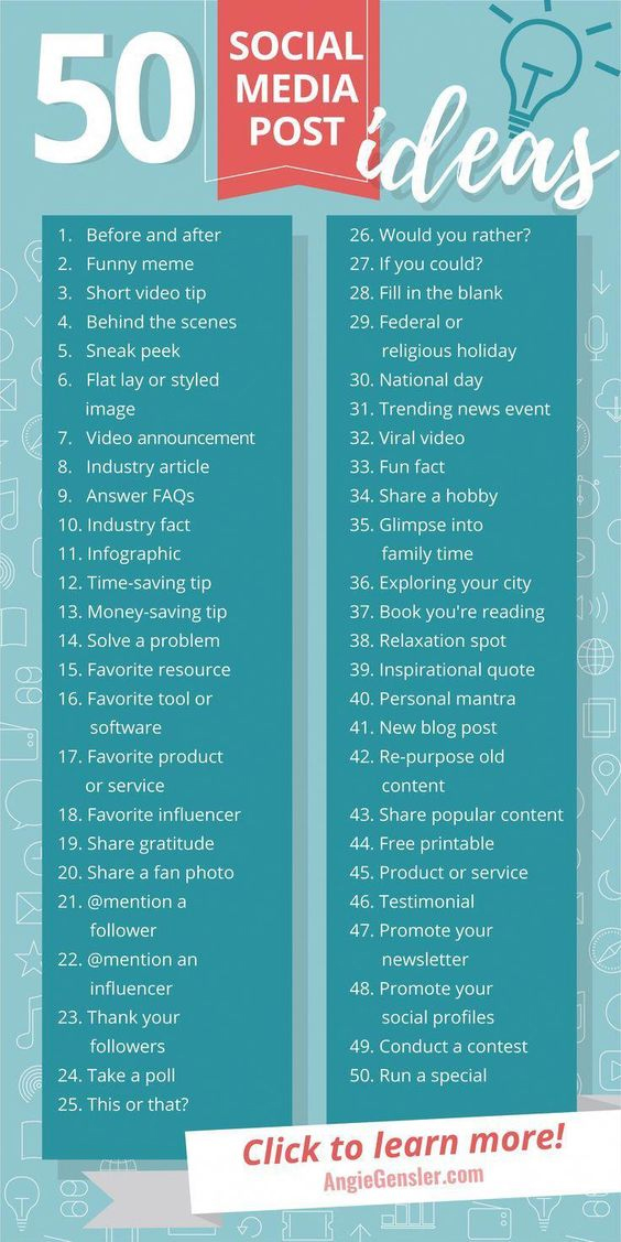 Infographic outlines a range of social media post ideas