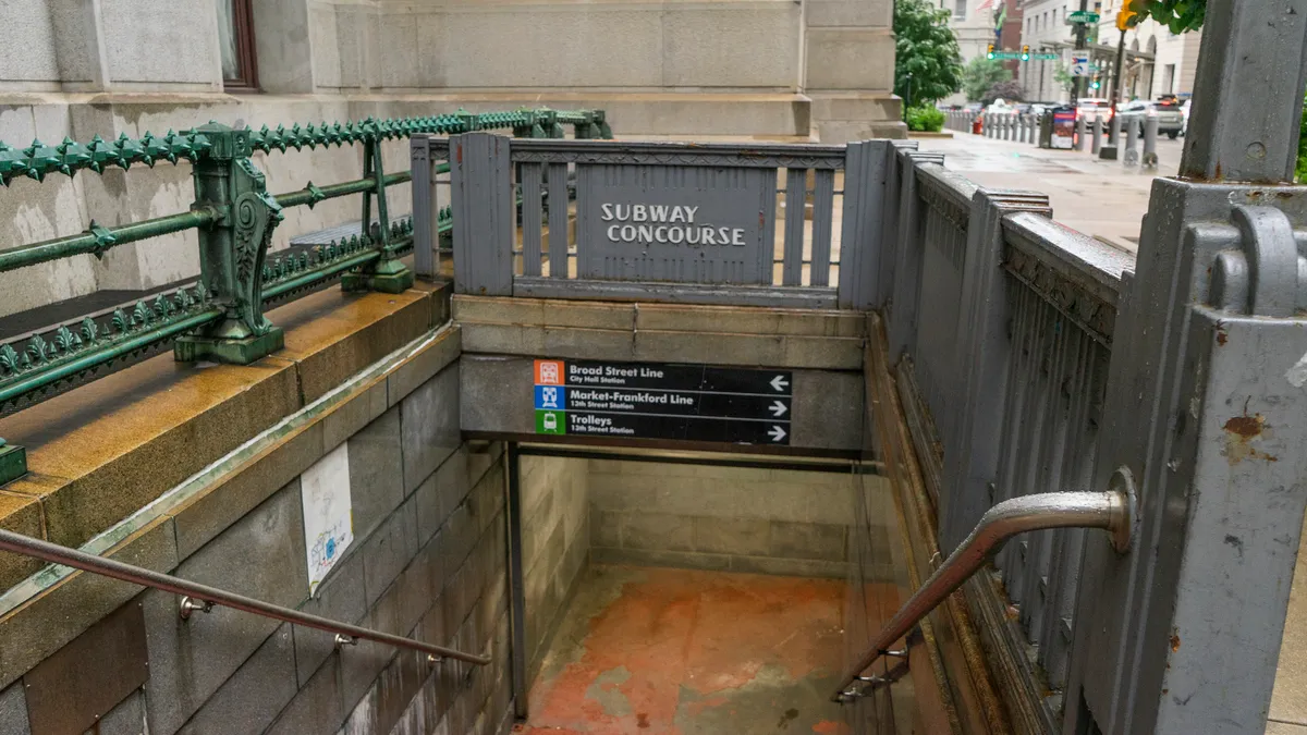 Subway entrance in Philadelphia.