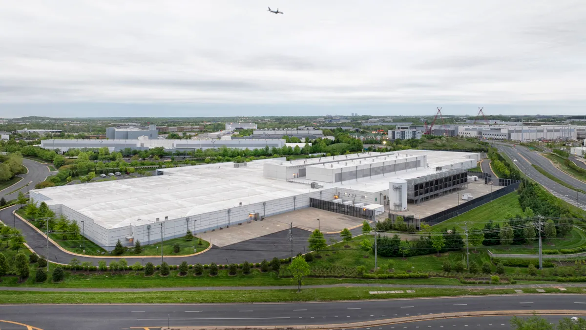 Aerial view of a data centers in Ashburn, Virginia.