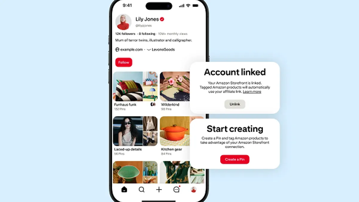 Pinterest Amazon Storefront linkage