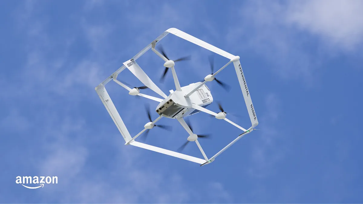 Amazon's MK27-2 drone has a hexagonal design, which the company says provides six degrees of freedom for stability.