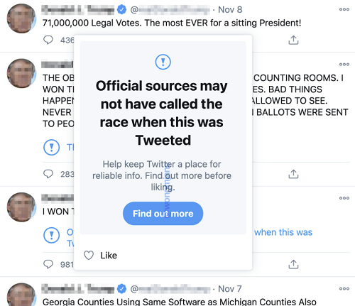 Twitter like pop-up test