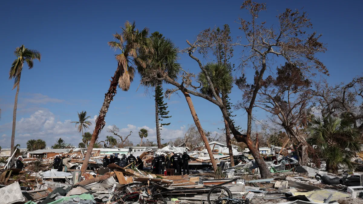 Terrain and structures destroyed by Hurricane Ian