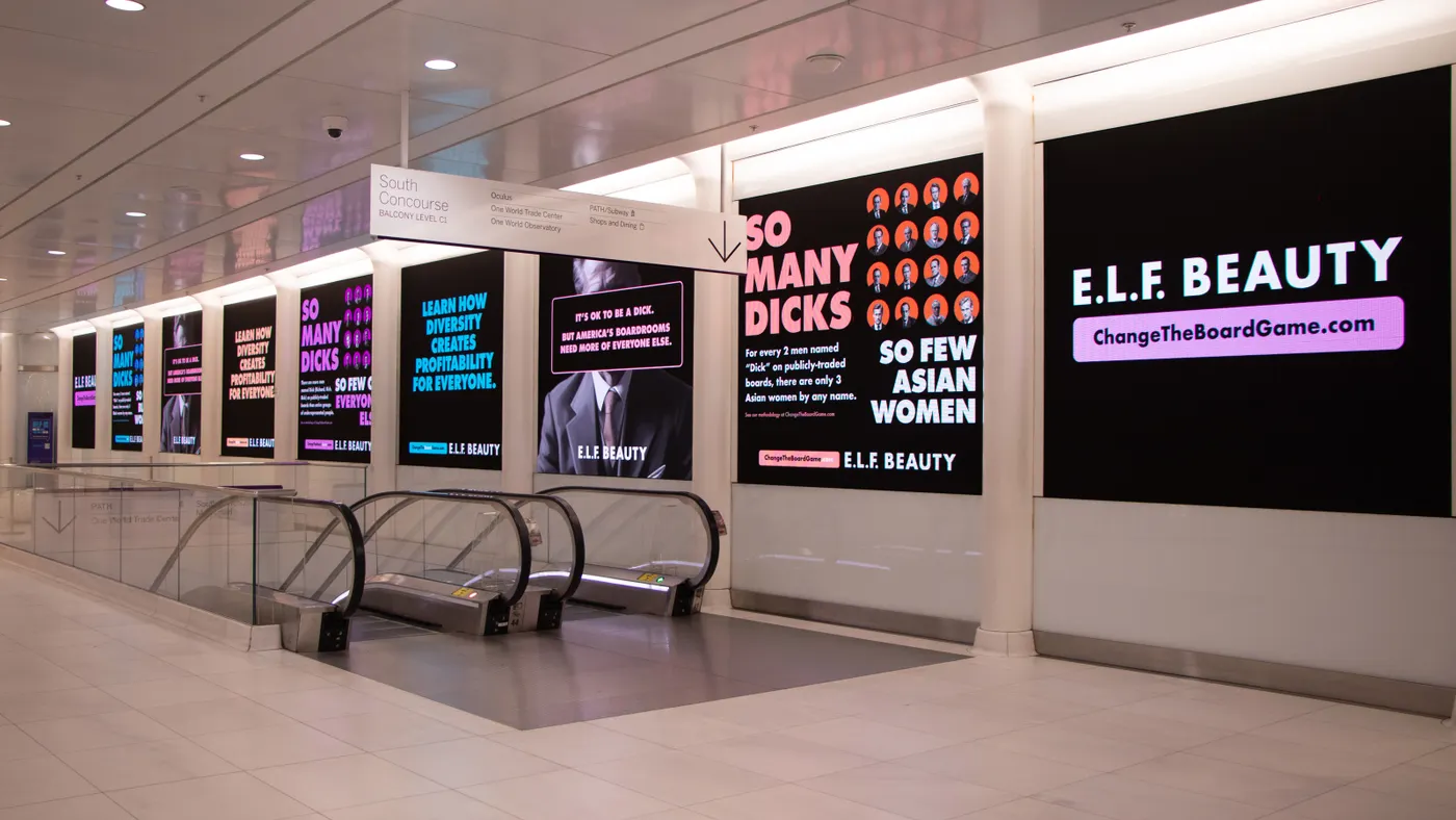 Campaign imagery for E.l.f.'s "So Many Dicks" campaign.