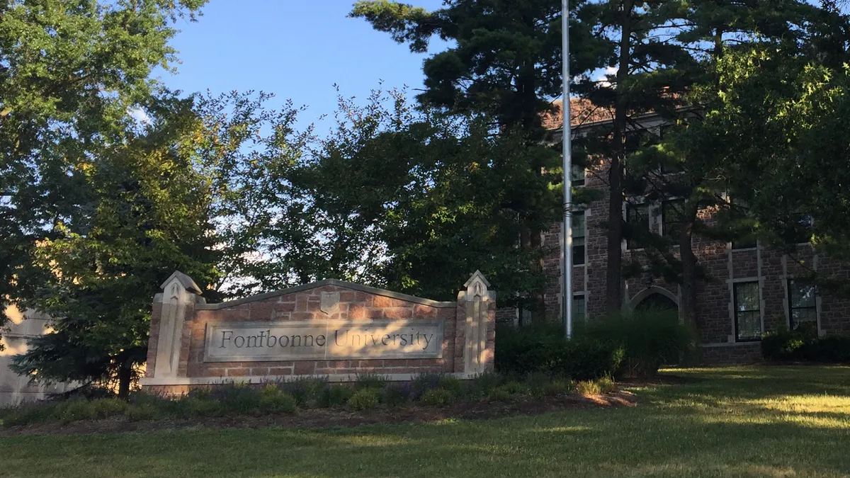 A sign for Fontbonne University, in Missouri.