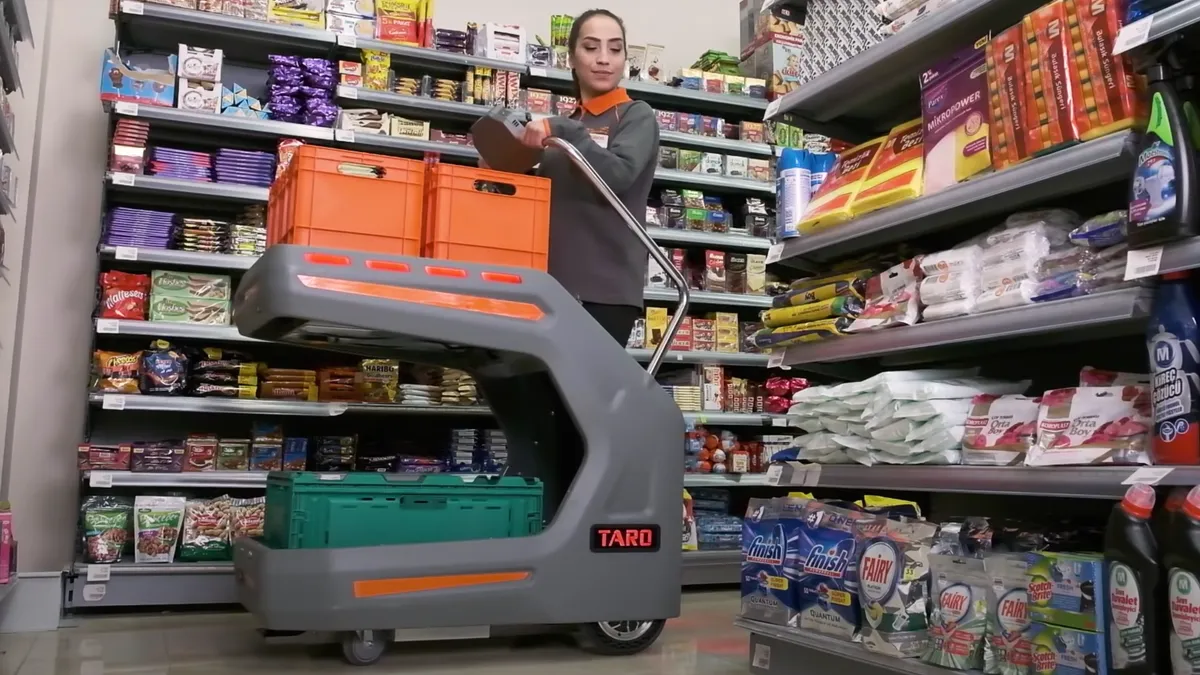 A Taro cart moving through a fulfillment site