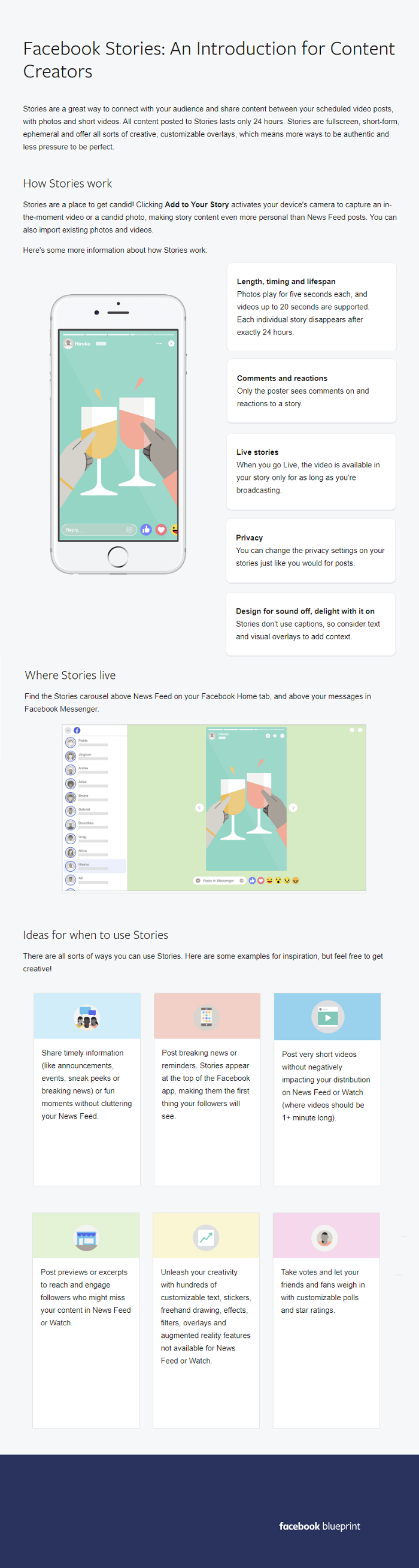 Infographic outlines a range of Facebook Stories tips