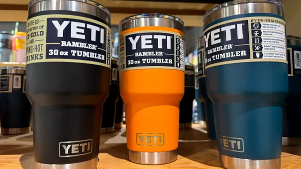 Yeti tumblers are displayed at an REI store on May 09, 2024 in Berkeley, California.