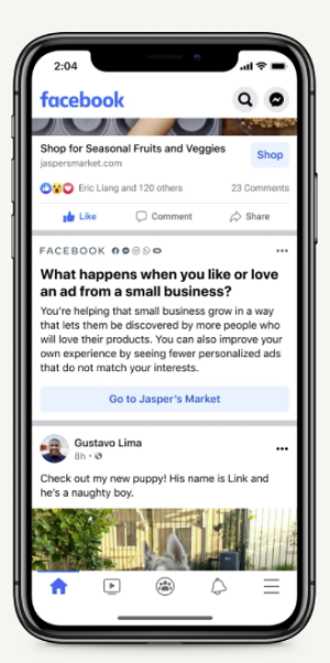 Facebook SMB ad prompt