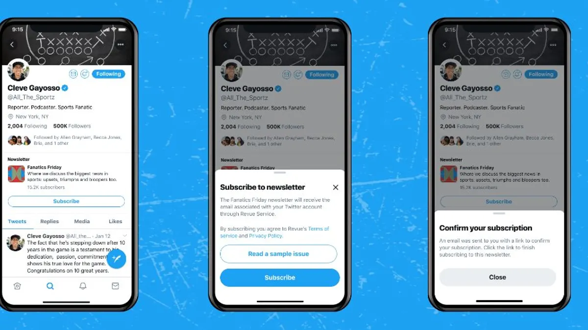 Twitter newsletter subscribe