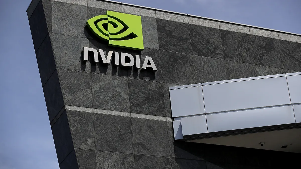 Photo of a building with a sign that reads "Nvidia."