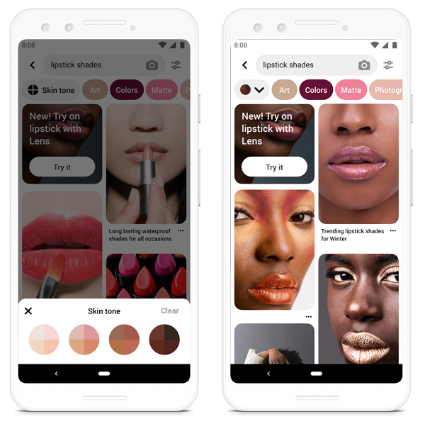 Pinterest AR try on