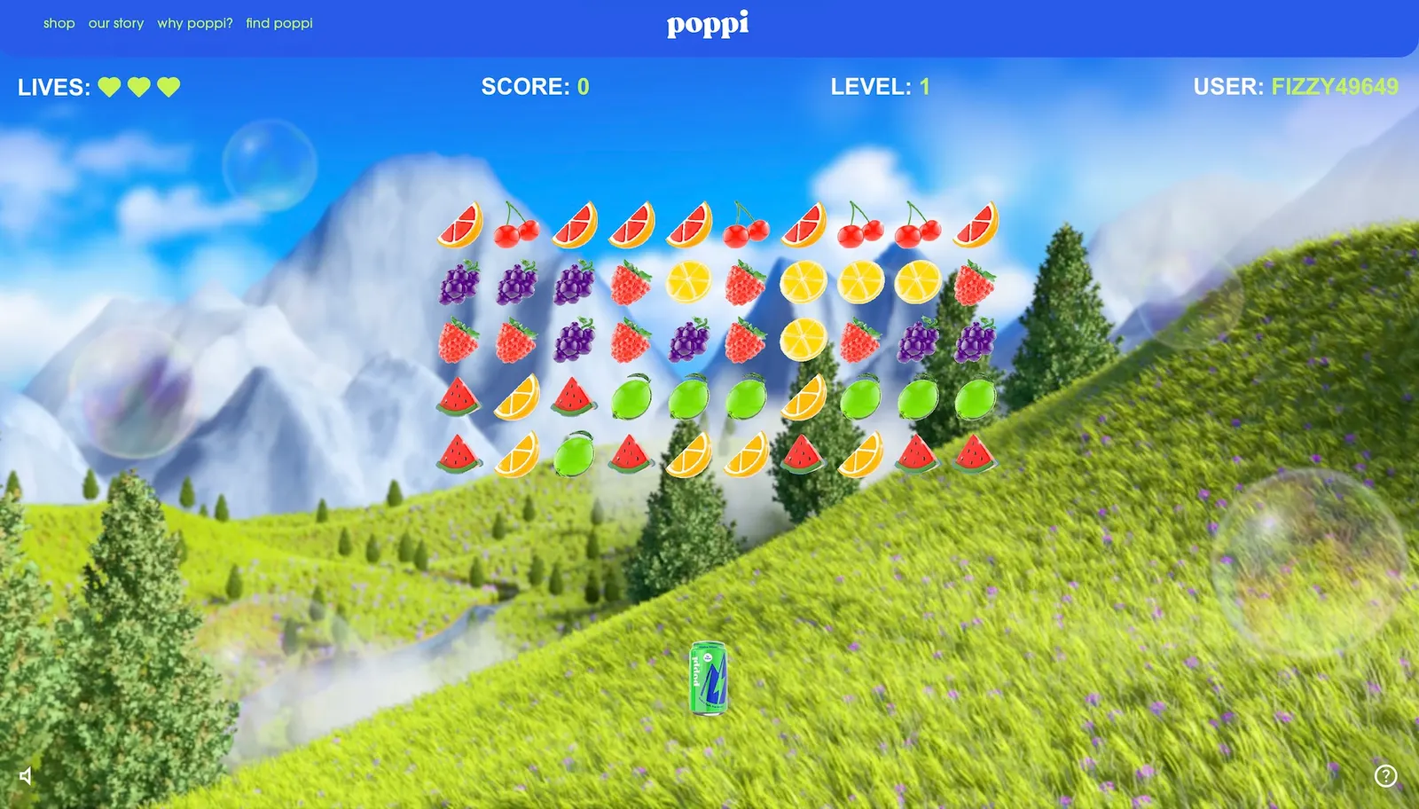 Poppi's Alpine Blasters arcade game