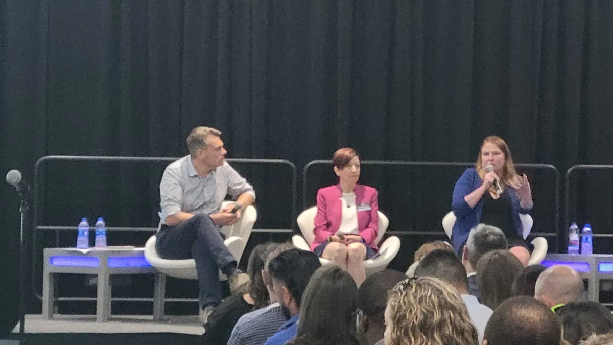 Donna Smith, president of West Fargo, North Dakota-based Enclave Property Management, speaks at the "Overcoming 2022's Top Industry Challenges" panel at Apartmentalize 2022.