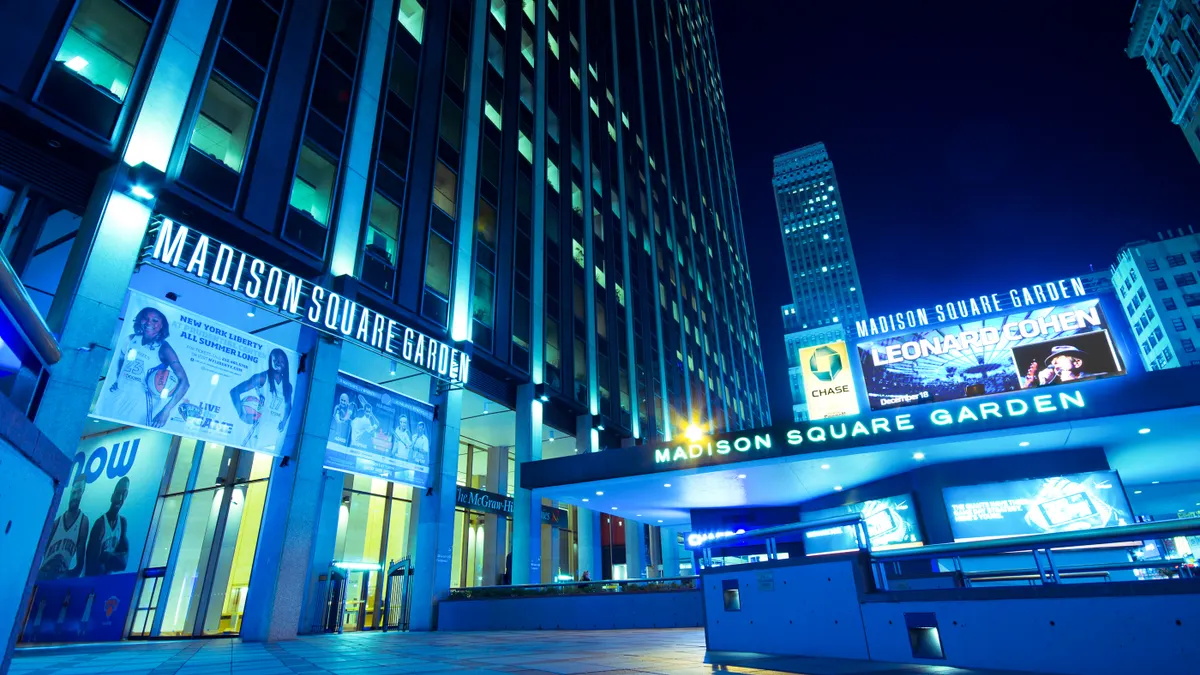 Madison Square Garden low angle night shot