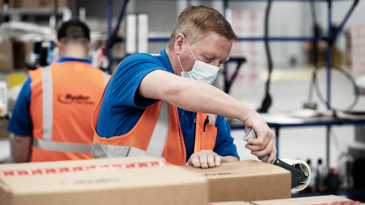 A worker at an e-commerce facility.