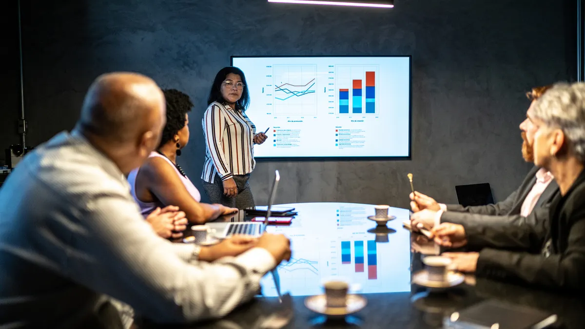 Businesswoman doing a presentation in a meeting at the office
