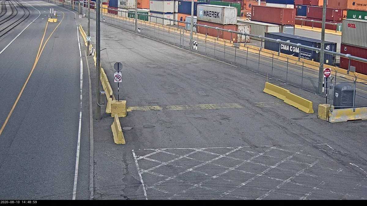 The trucking area of the Montreal port, closed on Aug. 10, 2020.