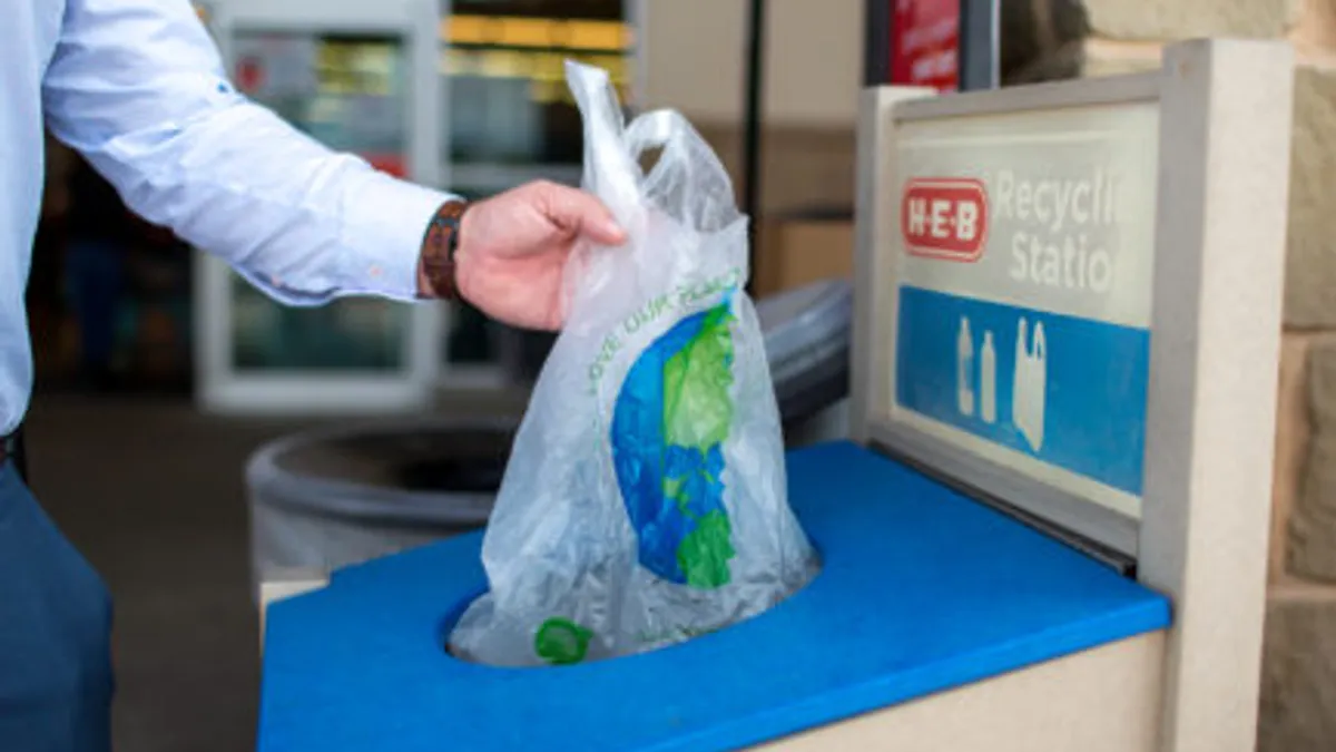 Recycling bin at H-E-B store