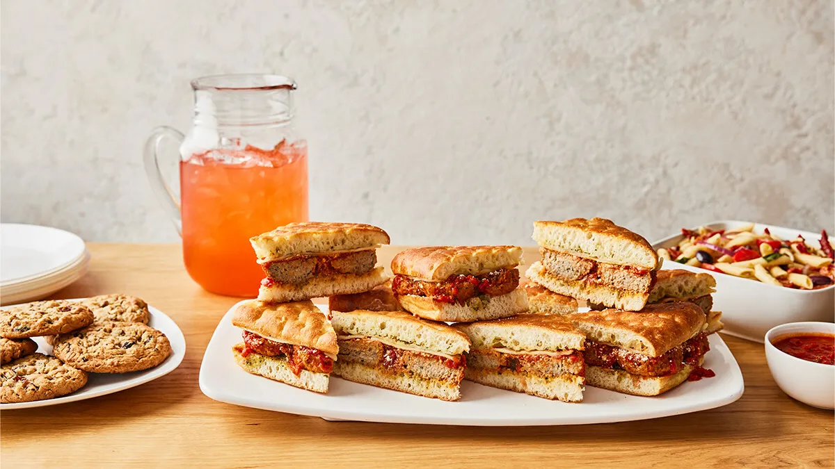 A photo of a stack of sandwiches available for Carrabba's catering