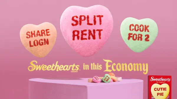 Sweethearts "Love in This Economy" candies.