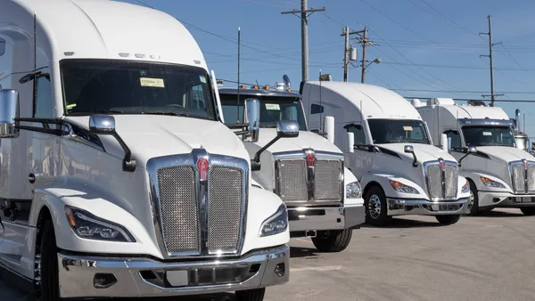 Paccar Kenworth trucks on lot