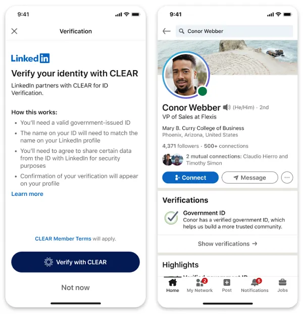LinkedIn CLEAR integration